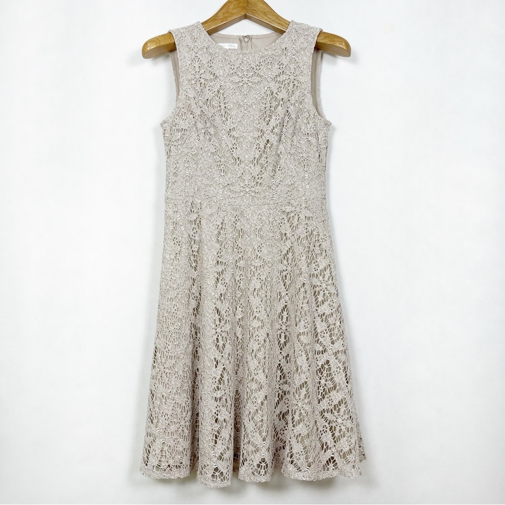 London Times Cream Lace Dress